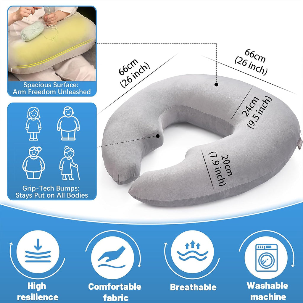 Ergonomic U-Shape Gaming & Lap Pillow - Crochet Pillow & Reading Support Pillow with Arm Relief, Comfort for Gamers, Crafters & Book…