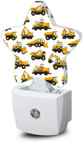 Snowmolle Yellow Cartoon Truck Dusk to Dawn Star Night Light, Construction Smart Sensor Nightlight for Bedroom Kitchen Hallway Stairs, Plug-i…