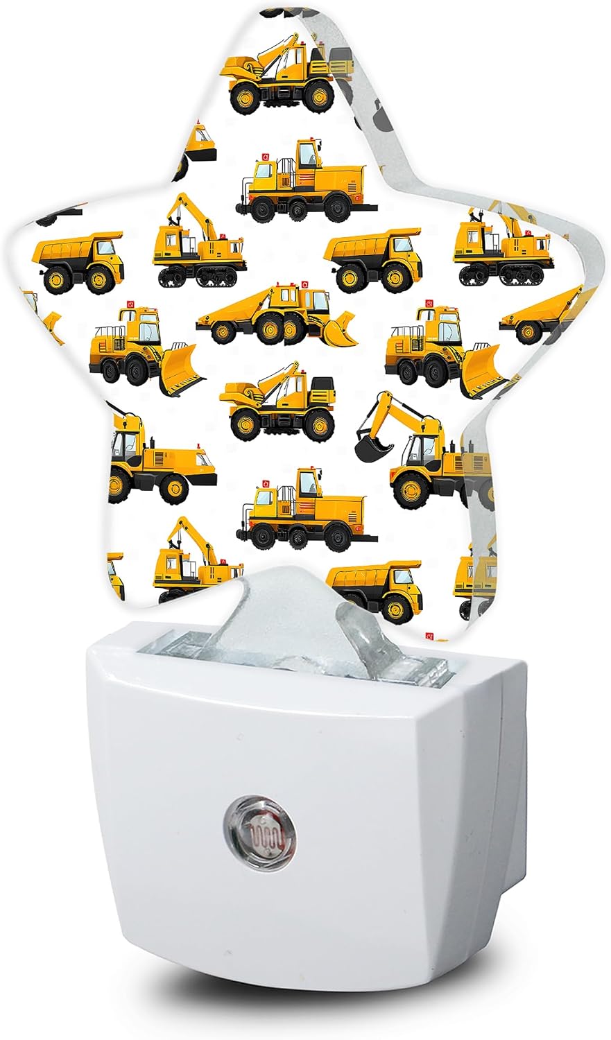 Snowmolle Yellow Cartoon Truck Dusk to Dawn Star Night Light, Construction Smart Sensor Nightlight for Bedroom Kitchen Hallway Stairs, Plug-i…