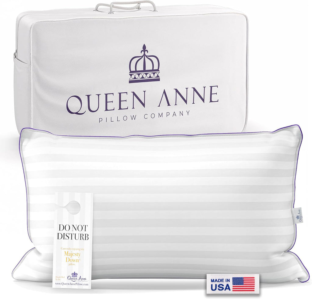 QueenAnnePillowCompany Queen Anne Hotel Pillows King Size Bed Pillow for Sleeping – Adjustable Luxury Down Alternative for Side & Back Slee…