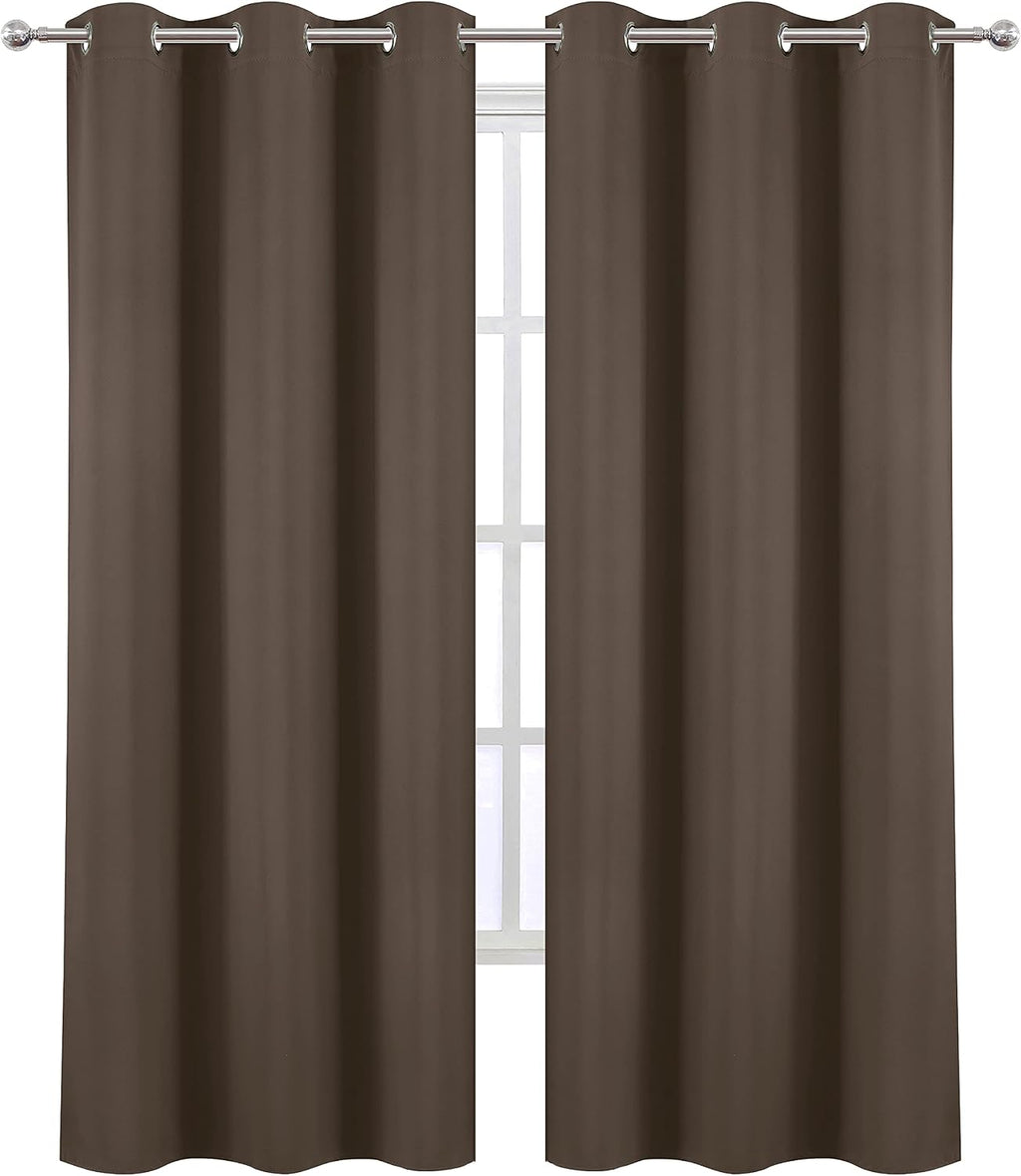 Lemomo Chocolate Thermal Blackout Curtains/42 x 84 Inch/Set of 2 Panels Room Darkening Curtains for Bedroom 84 Inch silver