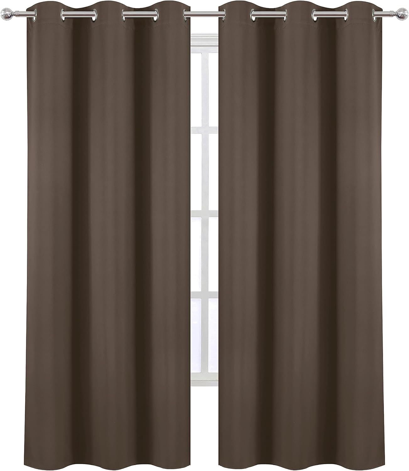 Lemomo Chocolate Thermal Blackout Curtains/42 x 84 Inch/Set of 2 Panels Room Darkening Curtains for Bedroom 84 Inch silver