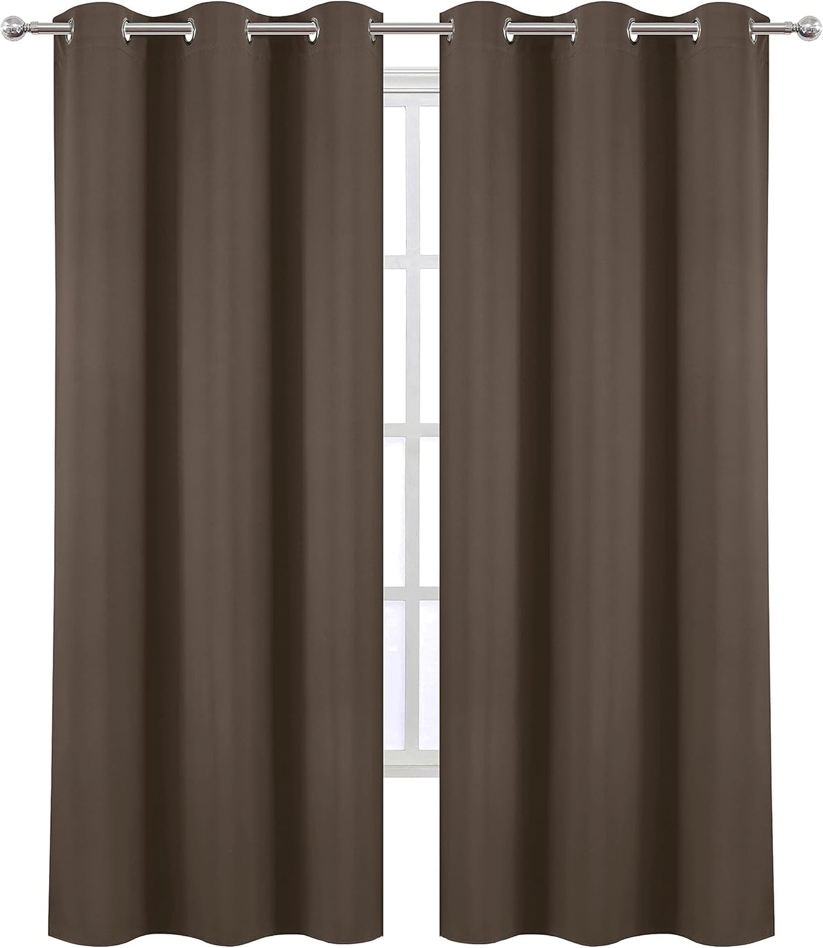 Lemomo Chocolate Brown Thermal Blackout Curtains/38 x 84 Inch/Set of 2 Panels Room Darkening Curtains for Bedroom 84 Inch silver