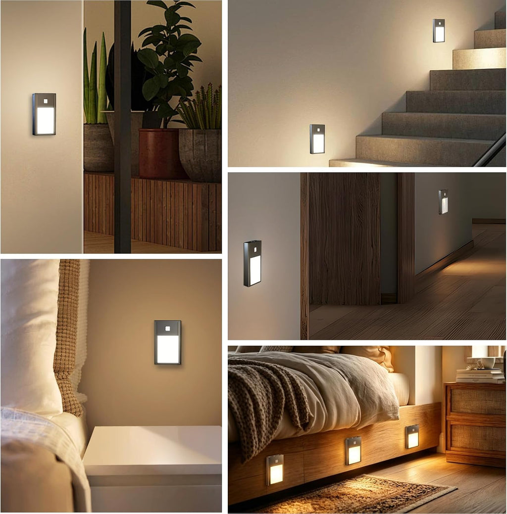 VST Motion Sensor Step Night Lights, Rechargeable Battery Powered Stair Lights with Magnetic Suck Installation for Indoor Bedroom Hallway…