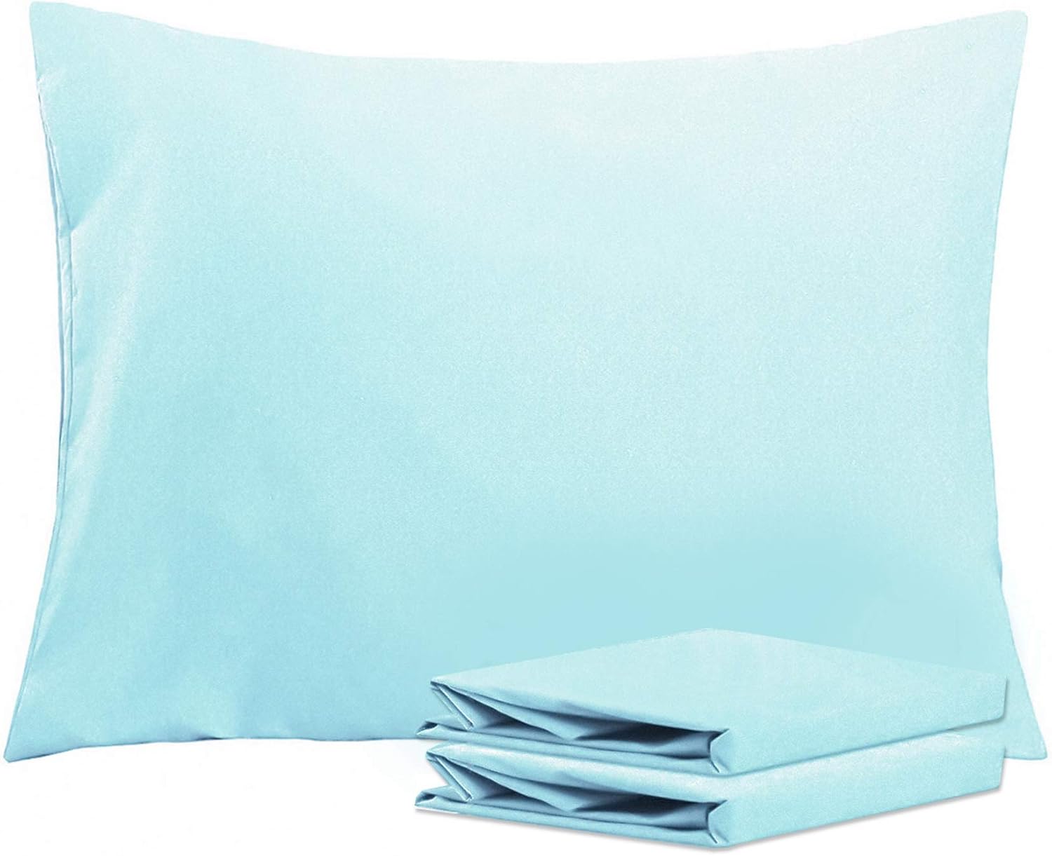 Ntbay Standard Pillowcase Set - 2 Pack Brushed Microfiber 20x26 Pillowcases - Soft, Wrinkle-Free, Fade-Resistant, Stain-Resistant, Aqua Pil…