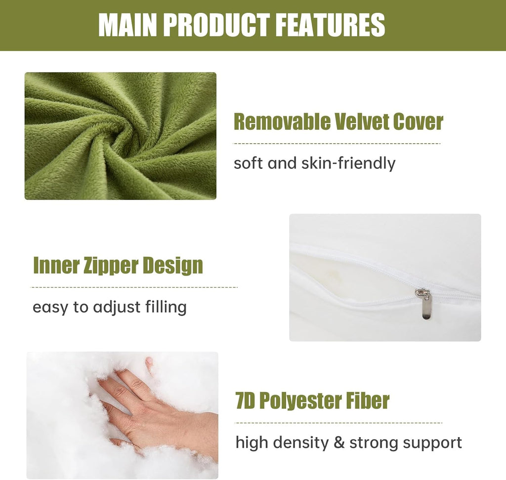 1 MIDDLE ONE Pregnancy Pillow, C Shaped Full Body Pregnant Women Sleeping Pillow for Maternity Support with Cover (Green)