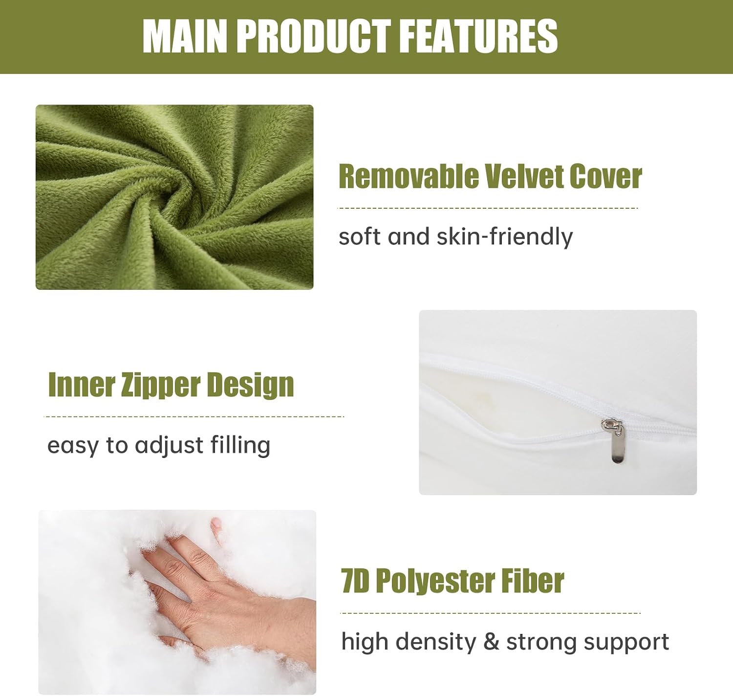 1 MIDDLE ONE Pregnancy Pillow, C Shaped Full Body Pregnant Women Sleeping Pillow for Maternity Support with Cover (Green)
