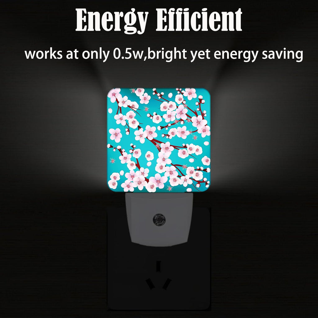Cherry Blossom Night Light, Plug Into Wall Decor for Stairway, Hallway, Kitchen, Dusk to Dawn Sensor Nightlights for Boys/Girls/Women/Men…