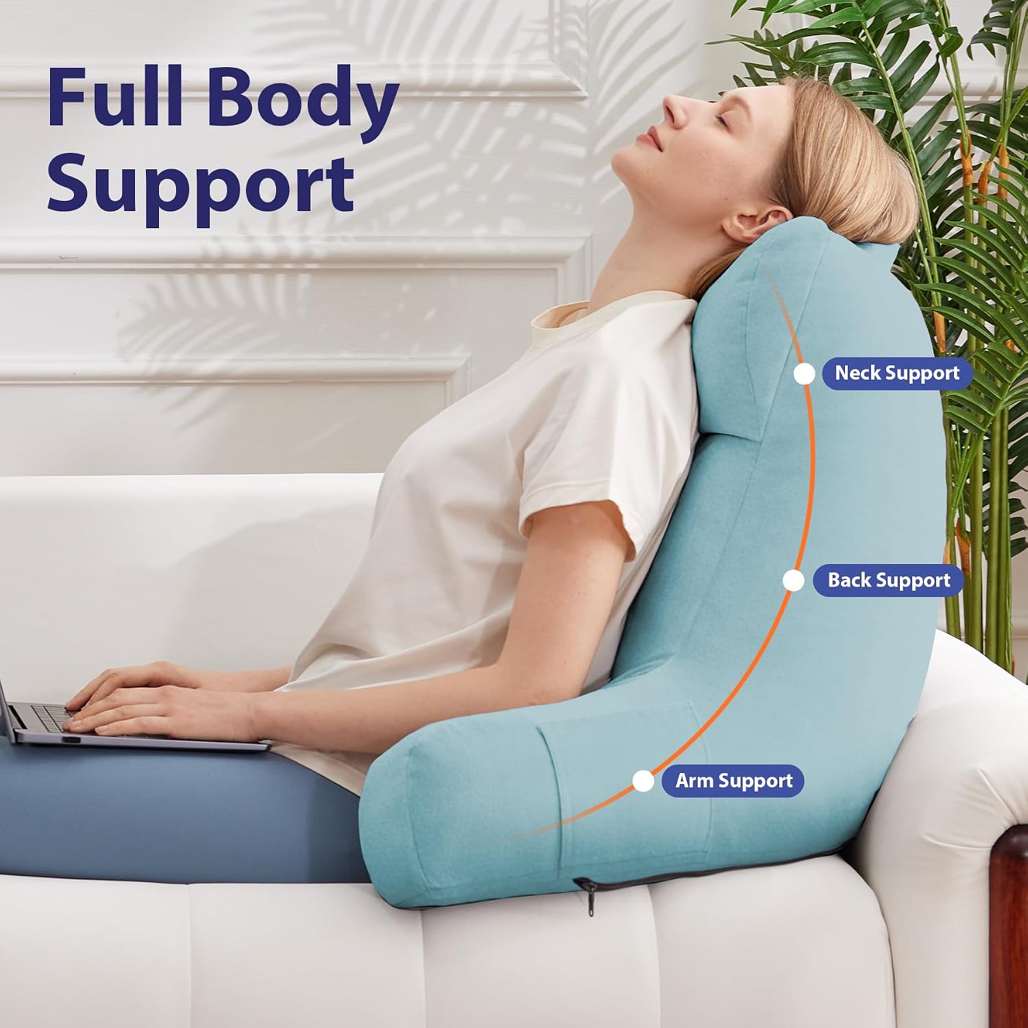 Ipynbap Back Pillow for Bed Sitting up, Reading Pillow for Sitting in Bed Adult, Back Support Pillow, Memory Foam Sit up Lounge Backrest Pi…