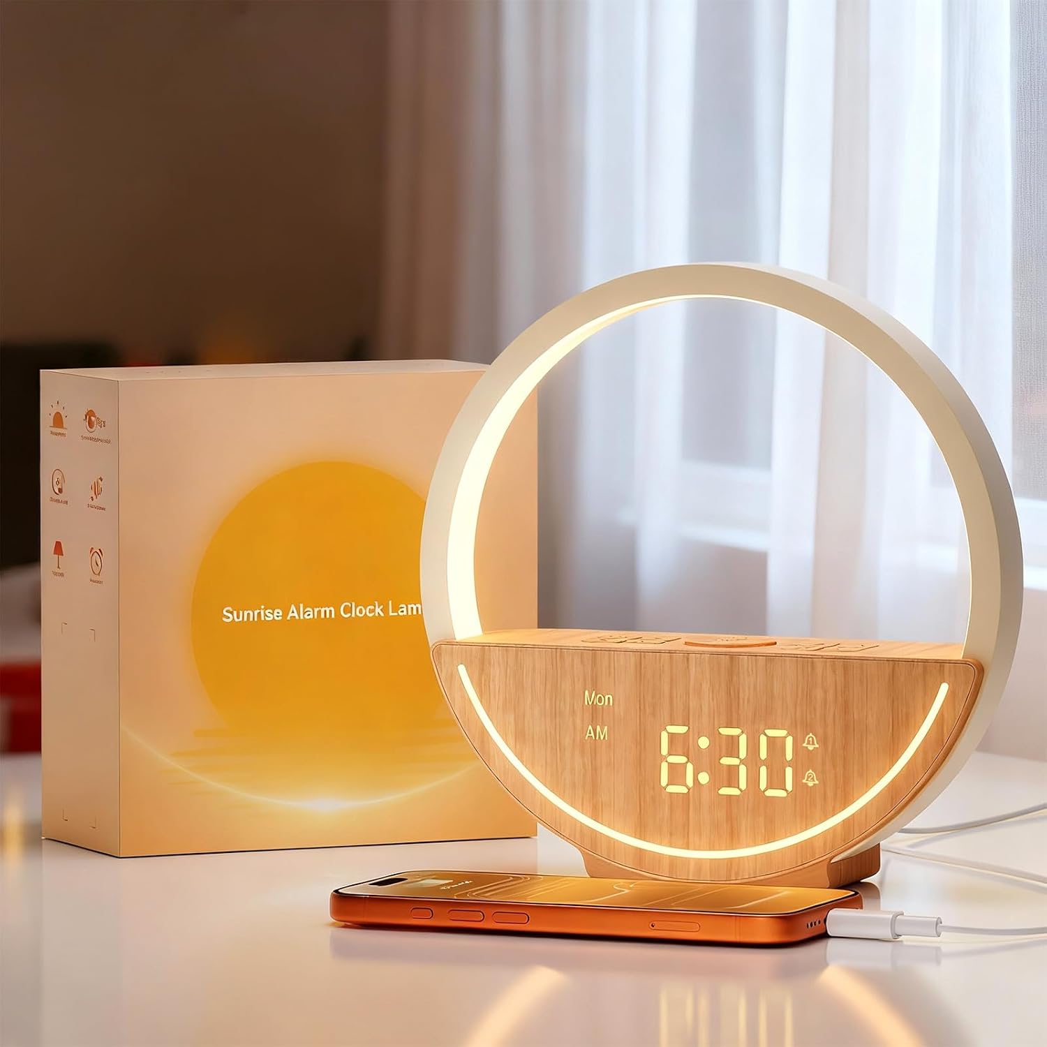 Vivilumens Wake Up Light Sunrise Alarm Clock - White Noise Sound Machine with 20 Soothing Sounds Sleep Better, Weekdays/Weekends Dual…