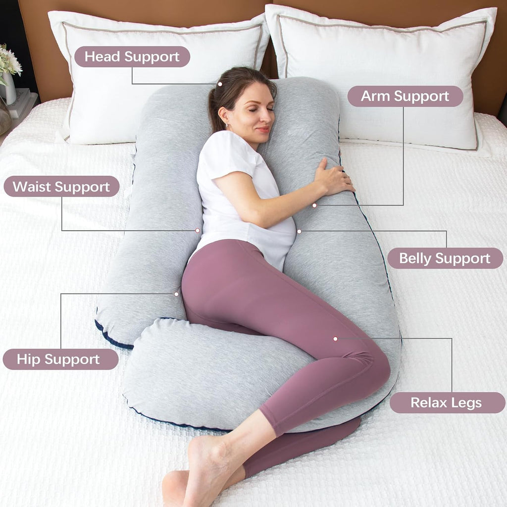 Moonpine MOON PINE Pregnancy Pillow, U Shaped Full Body Pillow for Maternity Support, Sleeping Pillow with Cover for Pregnant Women (Grey B…