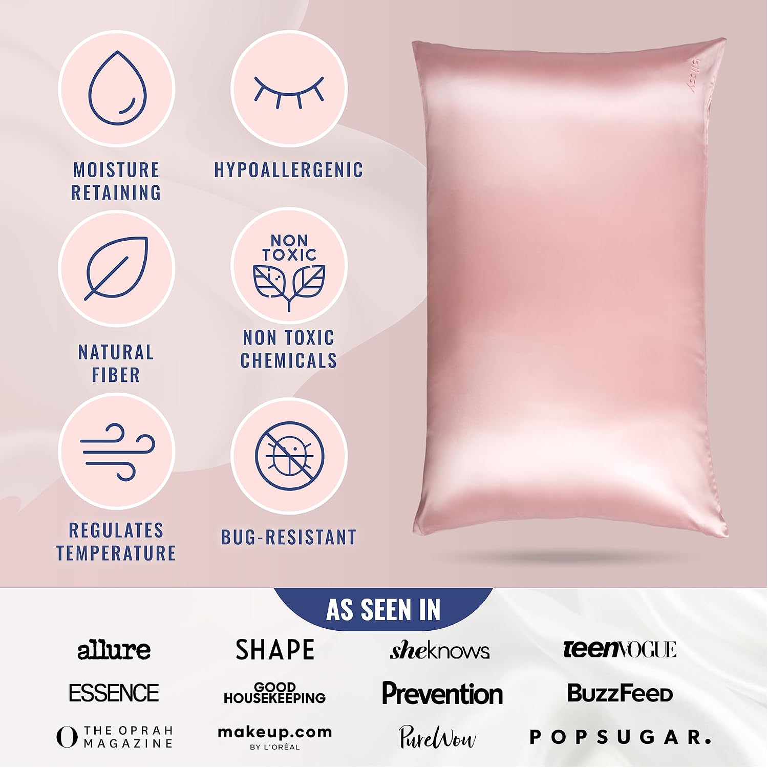 Blissy Silk Pillowcase - 100% Pure Mulberry Silk - 22 Momme 6A High-Grade Fibers - Silk Pillow Cover for Hair & Skin - Regular, Queen &…