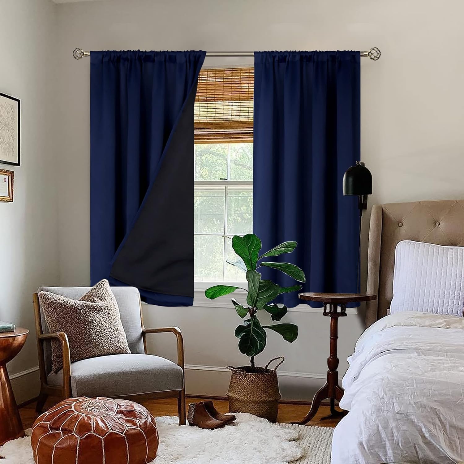 BGment Thermal Insulated 100% Blackout Curtains for Bedroom with Black Liner, Double Layer Full Room Darkening Noise Reducing Rod Pocket…