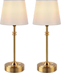 ONEWISH Cordless Table Lamps Set of 2 - Battery Powered Lamp, 4000mAh Rechargeable, Stepless Dimmable, Wireless Lamp with Fabric Shade…