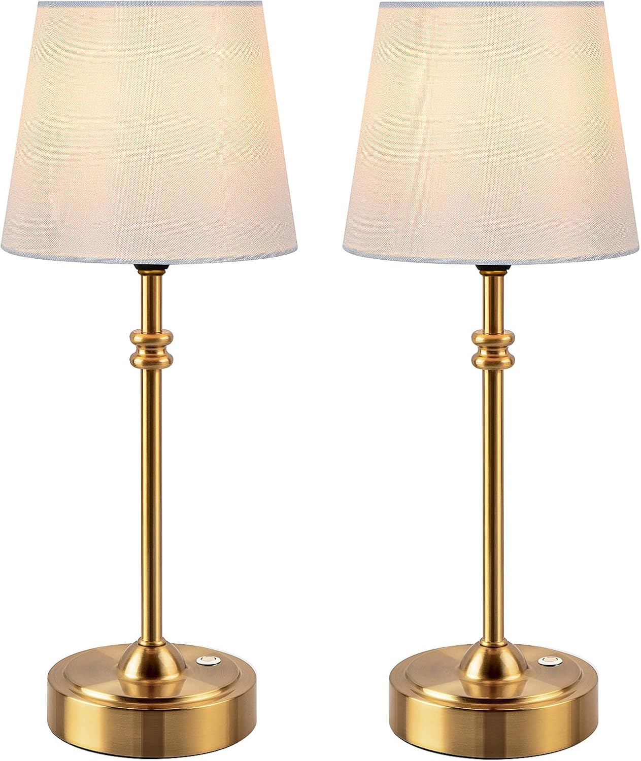 ONEWISH Cordless Table Lamps Set of 2 - Battery Powered Lamp, 4000mAh Rechargeable, Stepless Dimmable, Wireless Lamp with Fabric Shade…