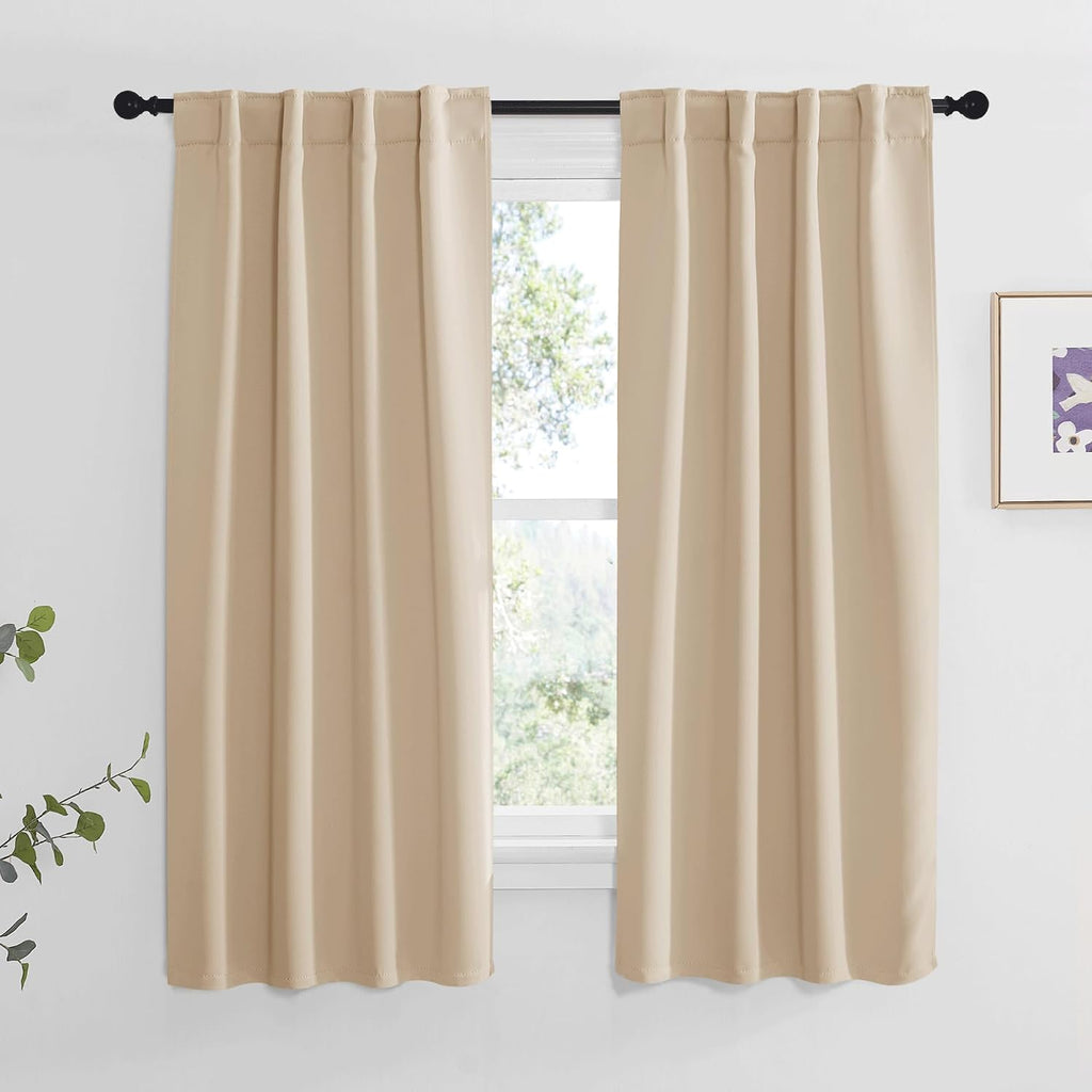 NICETOWN Window Treatment Curtains Room Darkening Drapes - (Biscotti Beige Color) 34 Width X 63 Drop Each Panel, 2 Panels Set, Thermal…