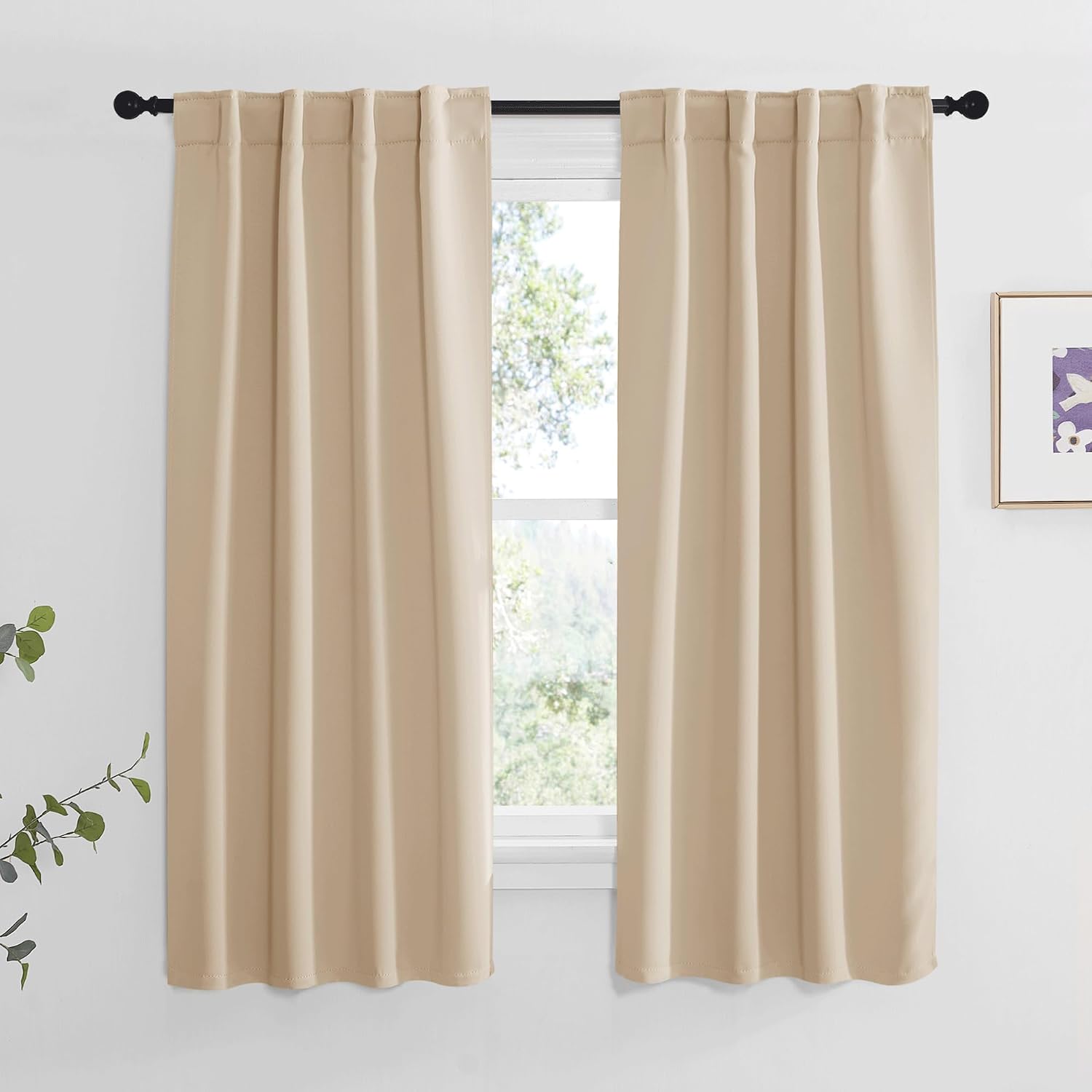 NICETOWN Window Treatment Curtains Room Darkening Drapes - (Biscotti Beige Color) 34 Width X 63 Drop Each Panel, 2 Panels Set, Thermal…