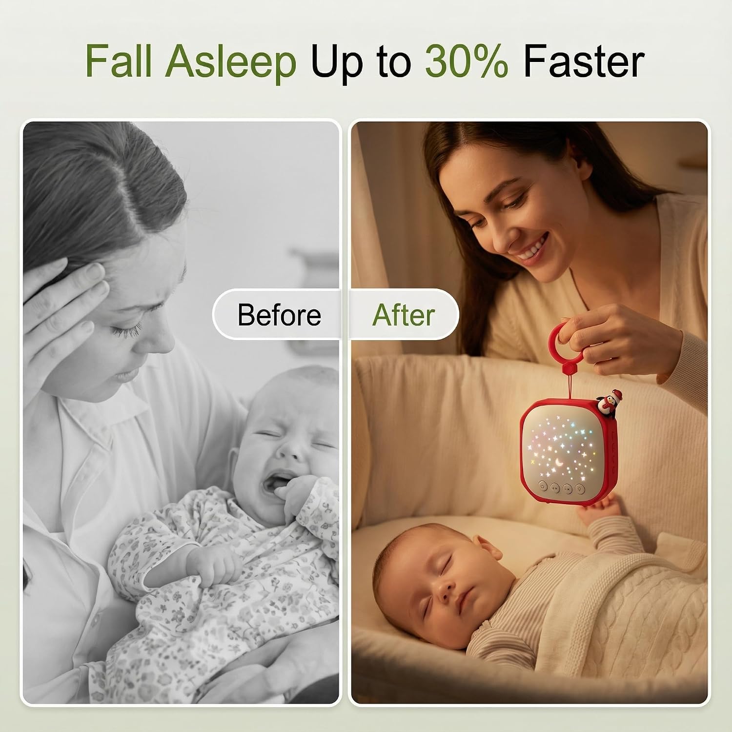 Junificent Portable Sound Machine for Baby Relaxation | White Noise Machine with Star Projector | Calm Soother Music Sound with H…