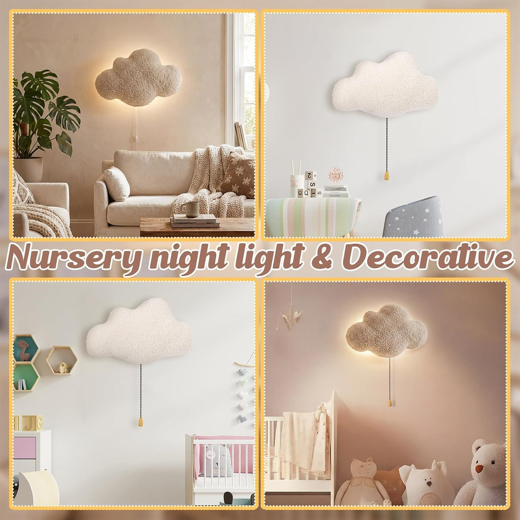 Aurelema Fluffy Cloud Night Light Wall Lamp Sleeping Nursery Lighting Cute Floating Battery Operated Hanging Lamp for Baby Boys Girls…