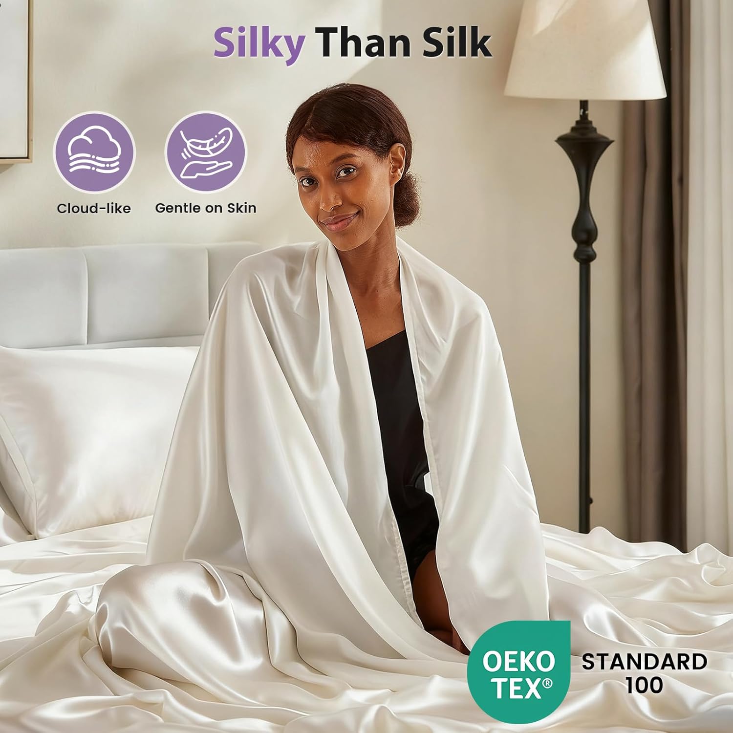 DLEECP Silver Infused Pillowcases – Cooling Pillow Cases with Silk, Softness Breathable Temperature-Regulating Pillow Cover, Odor Co…