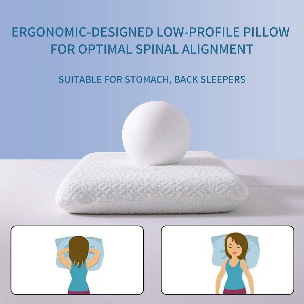 bigpawl Ultra Thin, Flat Pillow for Sleeping 2.25 Inch Height, Thin Memory Foam Pillow for Stomach Sleeper, Bed Pillow for Side…