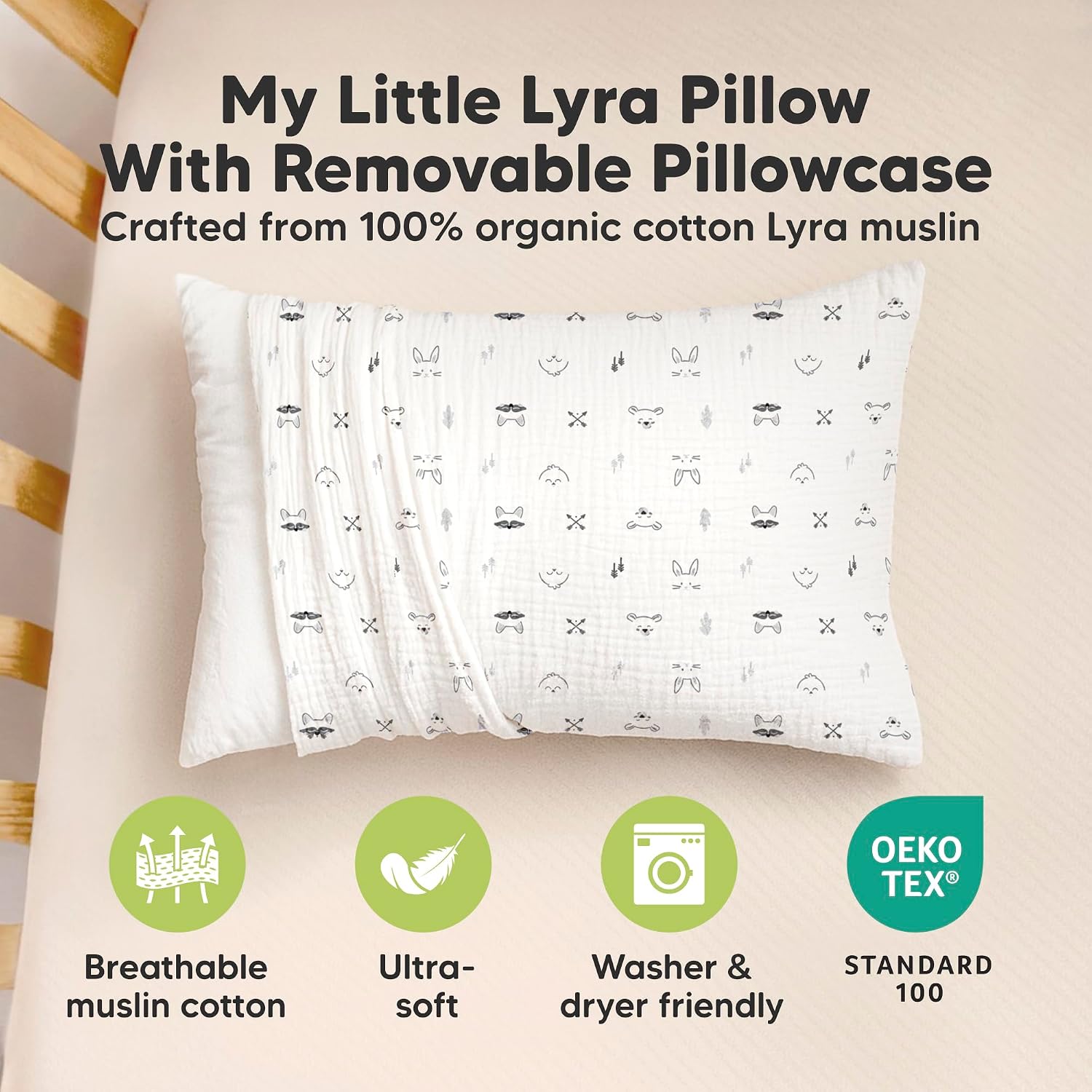 KeaBabies Toddler Pillow with Pillowcase – 13x18 Soft, Breathable Organic Cotton Muslin Kids Pillow for Sleeping, Travel, Preschool Nap…