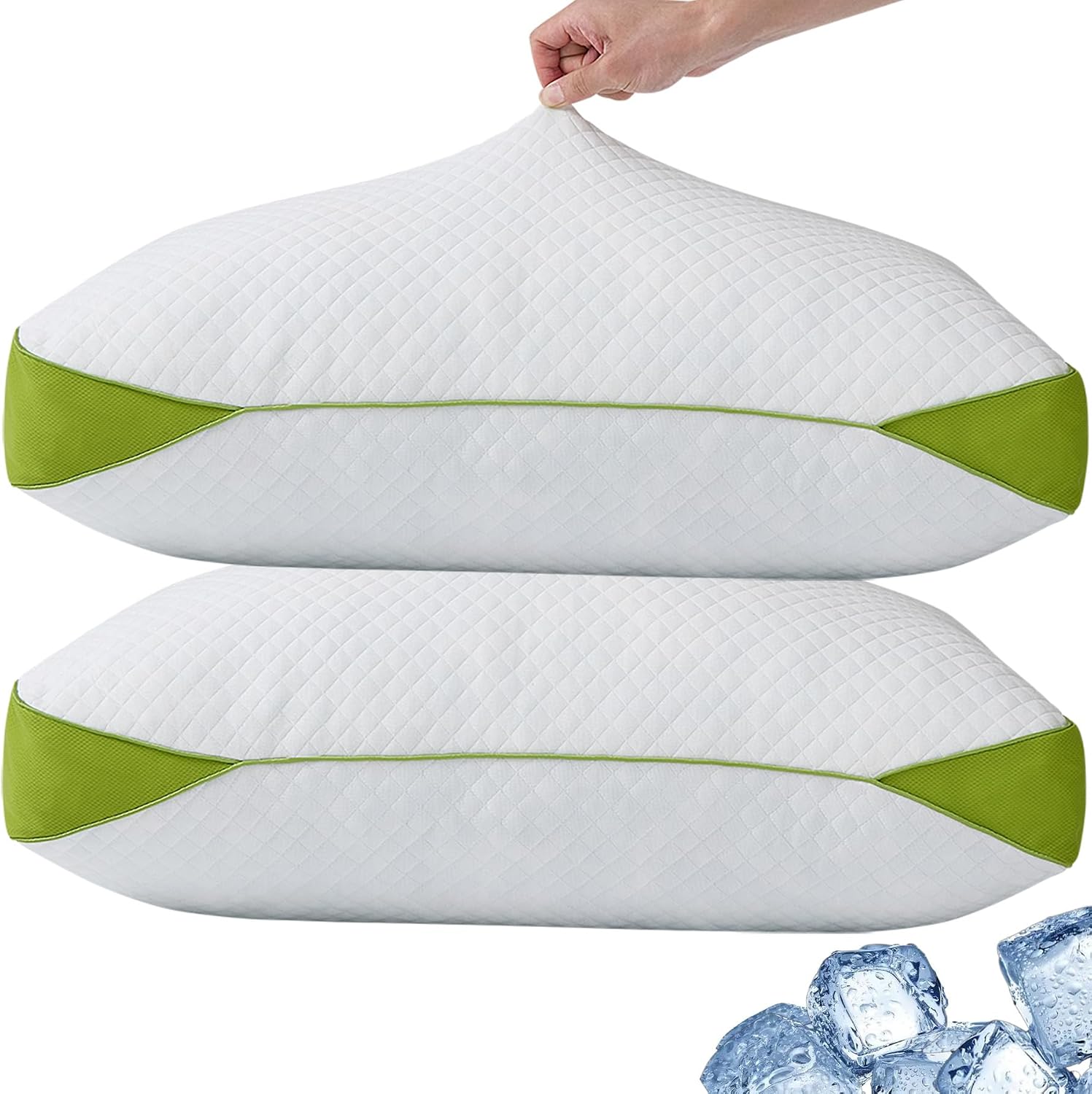 Luxury Hotel Cooling Pillow for Sleeping, Medium Firm Shredded Memory Foam Pillows King Size Set of 2, with Zipper Adjustable Supportive