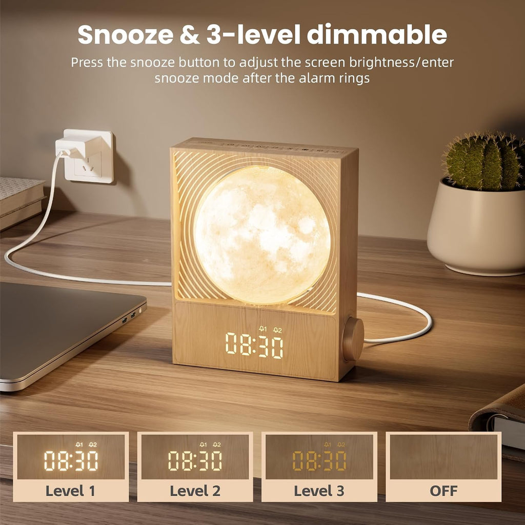 RETEYUNG Sunrise Alarm Clocks for Heavy Sleepers, Rotatable Moon Light with Gentle Wake-Up, Clock Night Lamp for Bedrooms - Snooze,10 Light…