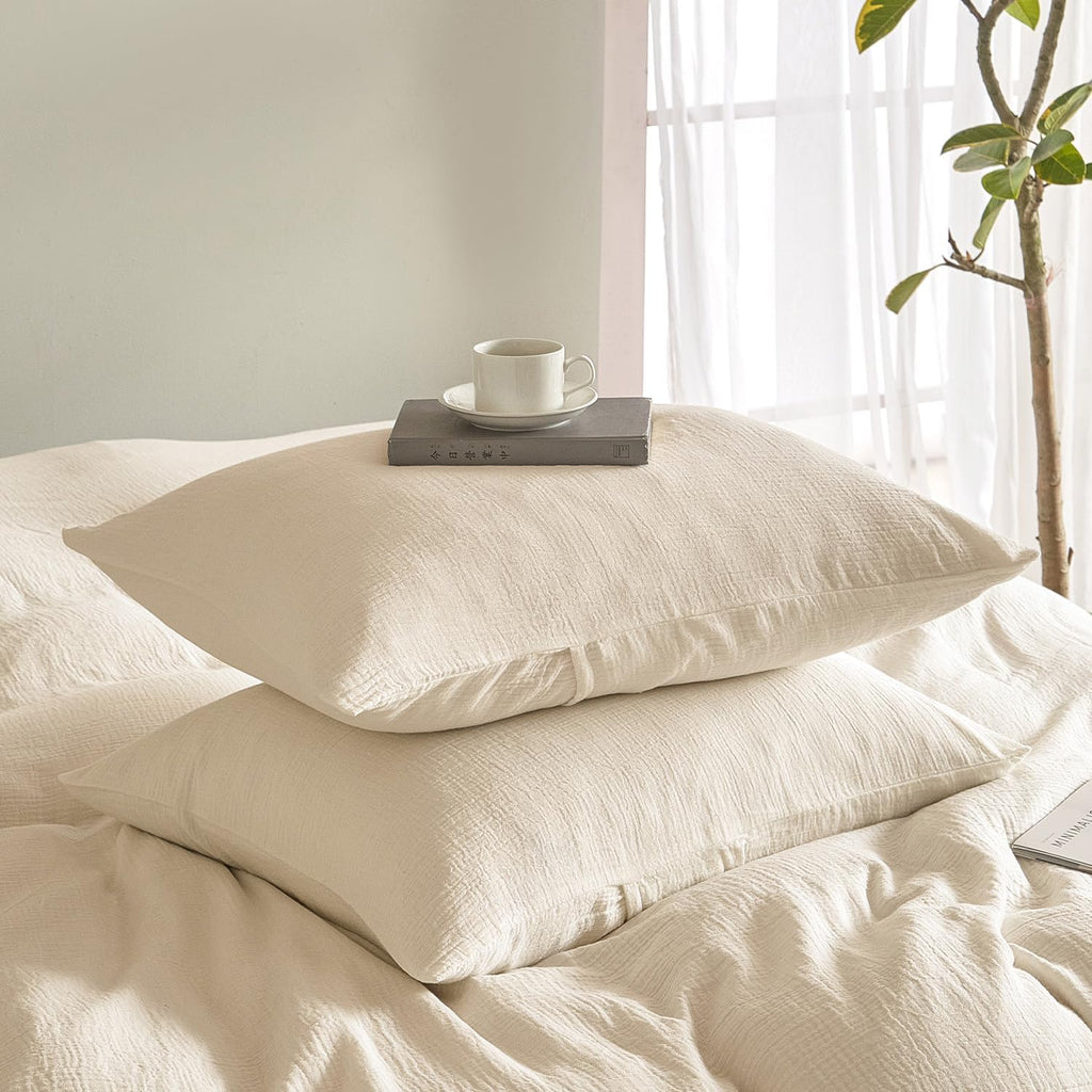 DefineCozyHealthyLife SE SOFTEXLY Muslin Pillowcases Standard Size 100% Cotton, 2 Pack Pillow Shams with Envelope Closure, Ultral Soft and…