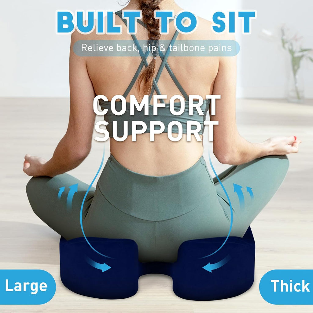 BlissTrends Seat Cushion, Thick Memory Foam Cushions for Office Chair, Car Seat, Airplane, Relieving Pressure Tailbone Sciatica Back Pain fo…