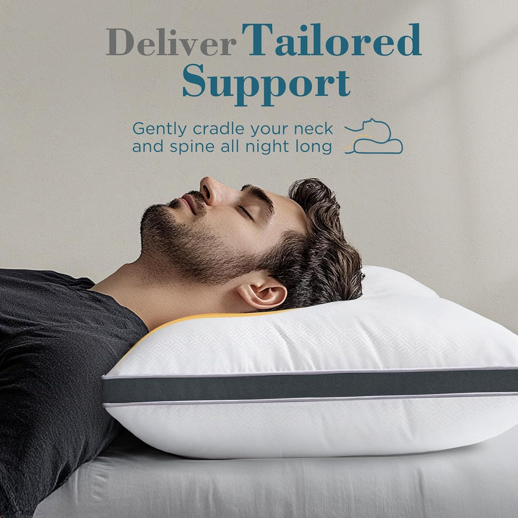 Viewstar Bed Pillows King Sizes Set of 2, Hotel Quality Cooling Down Alternative Gusseted Pillows for Side, Back, or Stomach Sleepers, Dark…