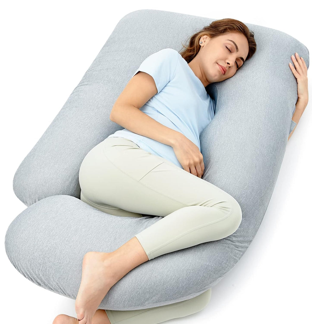 Momcozy Pregnancy Pillows with Cooling Cover, U-Shaped Full Body Maternity Pillow for Side Sleepers 57 Inch - Support for Back, Hip…