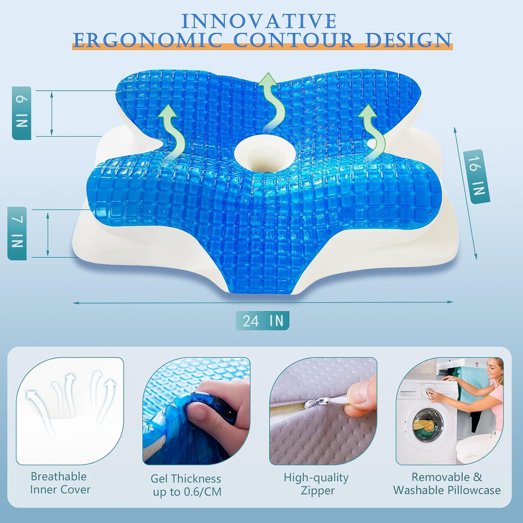 Eucior Cooling Gel Pillows for Neck and Shoulder, Cervical Pillow Cozy Sleeping, Odorless Ergonomic Contour Memory Foam Pillows for Side Back…