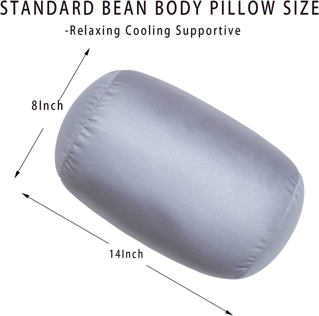 Squish Bean Bed Microbead Pillow Bolster Tube Body Pillow Smooth Cool Touch Fabric Neck & Back Support Throw Travel Pillow Fun Colors…