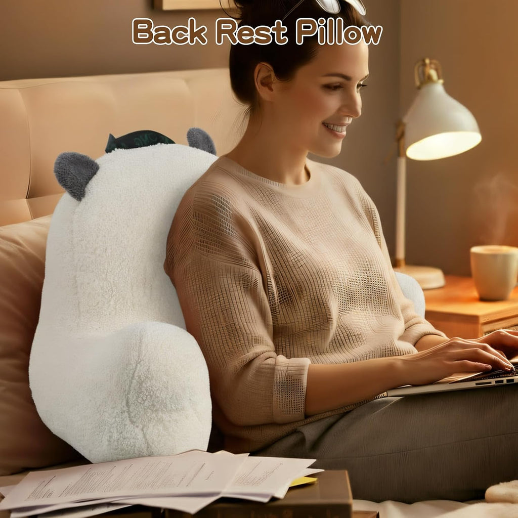 Ajicong Reading Pillow for Sitting in Bed Couch Teens/Adult, Back Rest Pillow for Sitting Up in Bed with Shredded Memory Foam, Includes Arm…