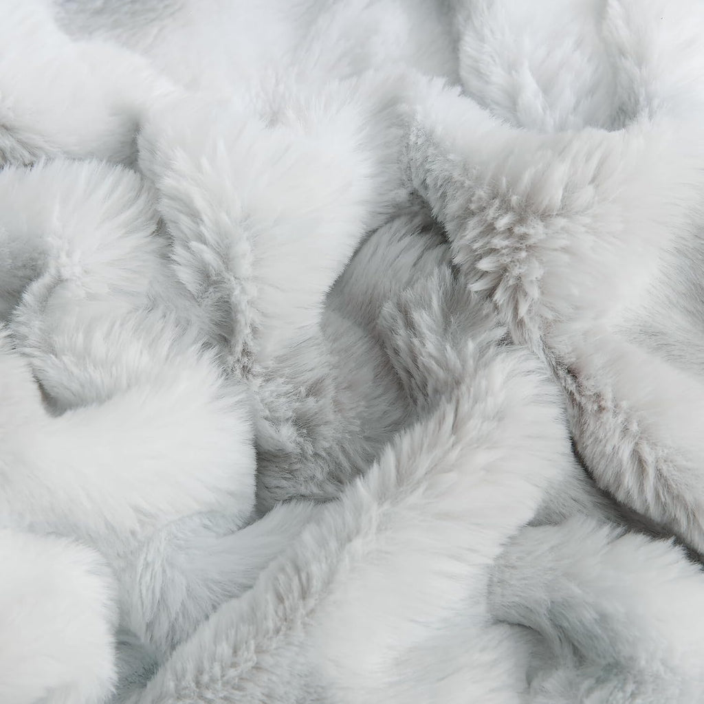 Chumerry Gray Fuzzy Pillow Case Faux Fur Pillow Cover Chic Plaid Check Texture Extra Soft Fluffy Plush Shaggy Fabric Tie Dye Decorative Pil…