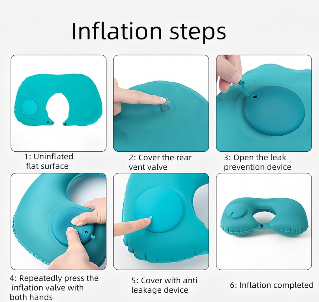 18-30s Quick Inflate /Deflate Neck Pillow for Travel - Adjustable Cervical Support with Dual Buckles, Breathable Milk Silk, Compact…