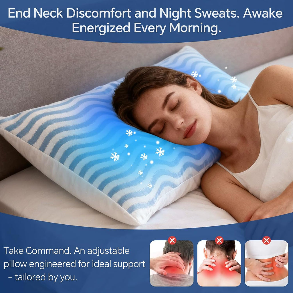 SLEEPDIARY SLEEPDIARY Queen Pillow 1 Pack – Adjustable Shredded Memory Foam Cooling Bed Pillows, Custom Loft for Side, Back, and Sto…