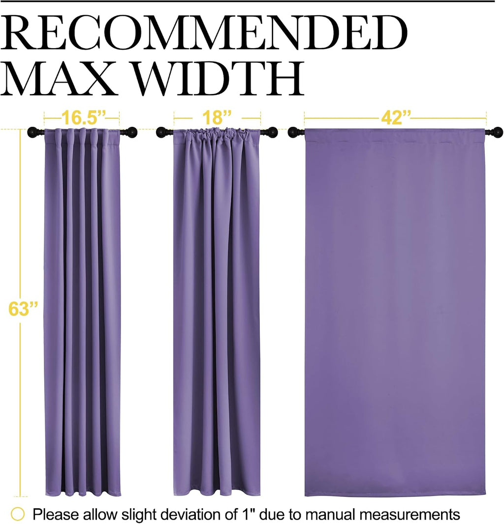 NICETOWN Blackout Curtain Panels for Living Room - (Lilac Purple Color) 42x63 Inch, 2 Panels Set, Thermal Insulated Room Darkening…