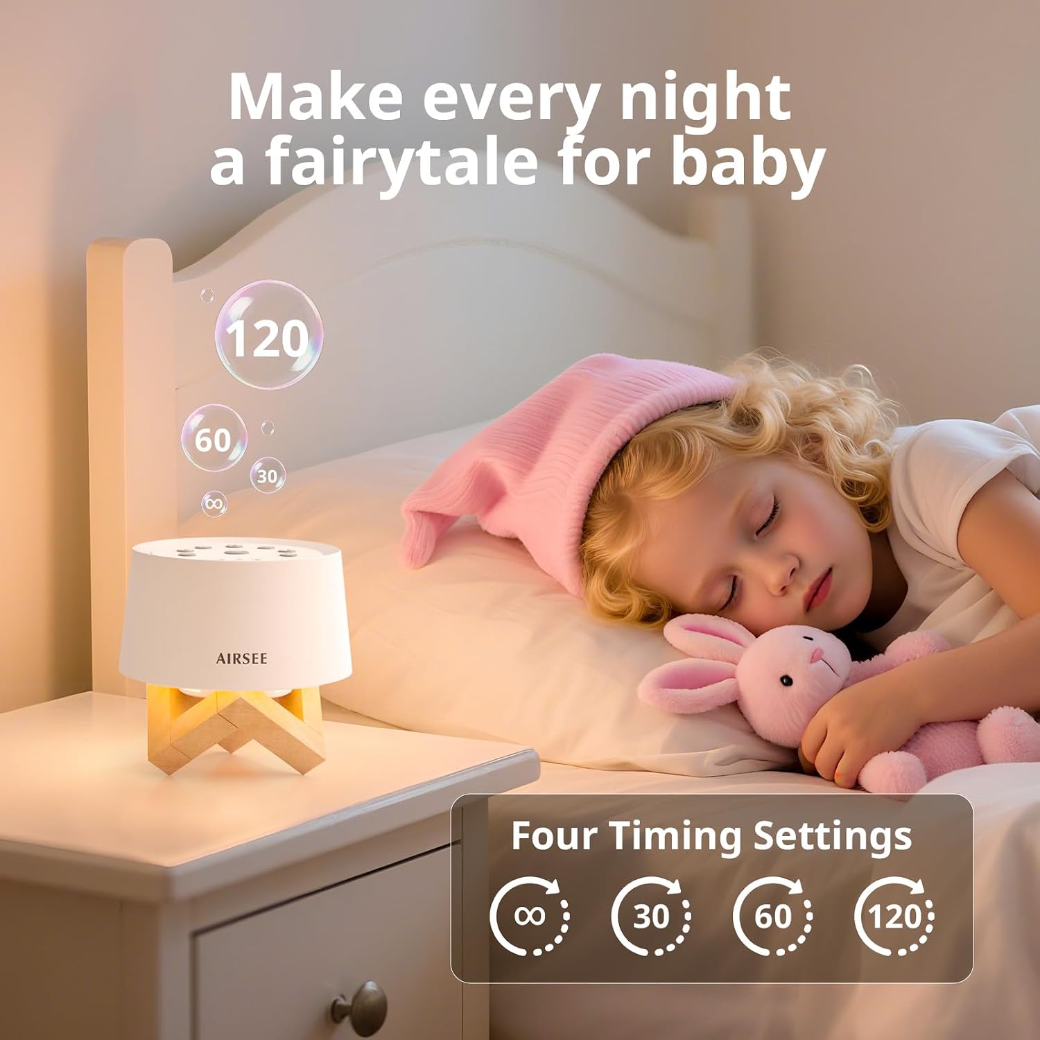 AIRSEE White Noise Sound Machine for Baby Adults, 31 Soothing Sounds 2000mAh Battery 4-Level Night Light Sound Machine, Timer & Memory…
