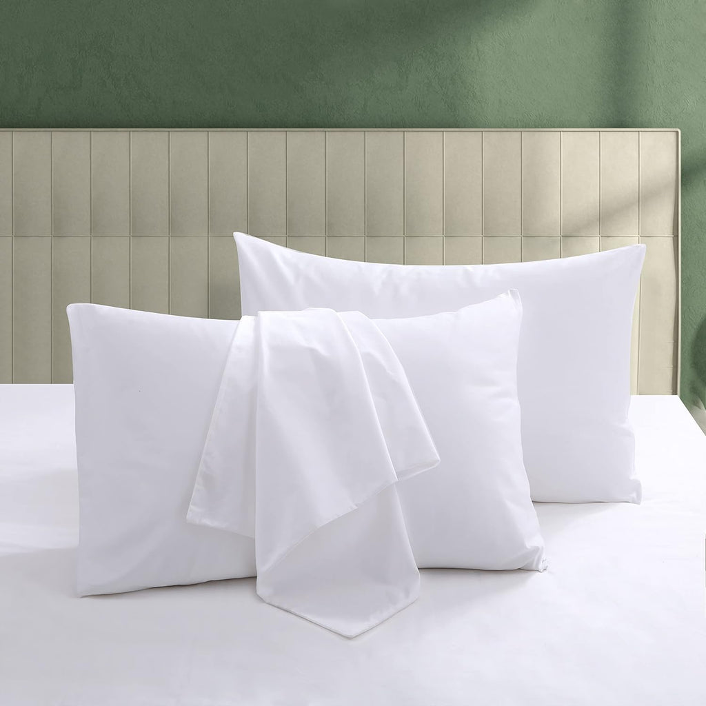 ShunjieHome 100% Egyptian Cotton Pillow Protectors Set of 4, 600 Thread Count King Size Bed Pillow Cases with Zipper, Sateen Weave Cooling…