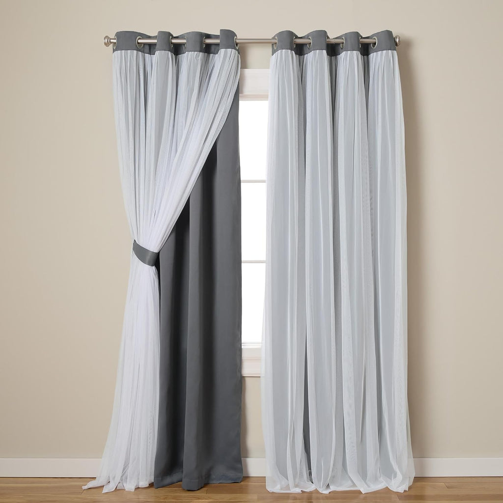 TOWN & COUNTRY LUXE Talia Double Layer Indoor Curtains, Sheer and Room Darkening Blackout, Grommet Top, Energy Efficient, 2-Pack Set…