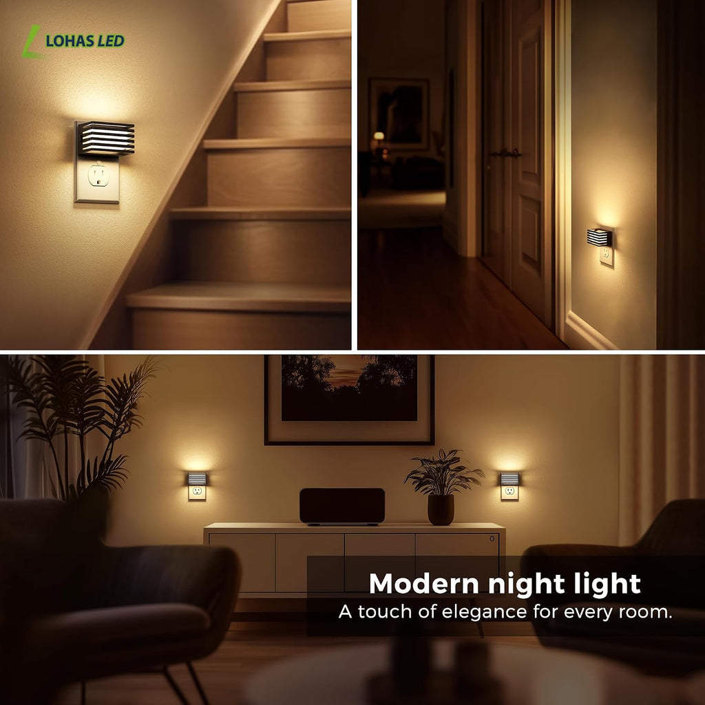 L LOHAS LED Night Lights Plug into Wall, 2 Pack Modern Night Light with Dusk to Dawn Sensor, Dimmable Plug in Night Light, Adjustable…