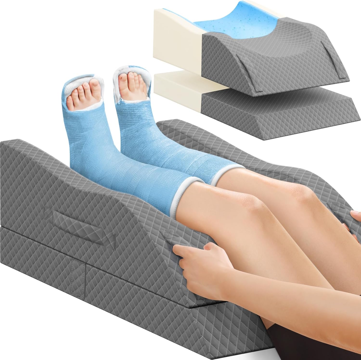 TranquilRelax TranquilRelax Elevation Pillows for Leg After Surgery, Memory Foam Adjustable Wedge Pillow for Injury or Rest, Ankle P…