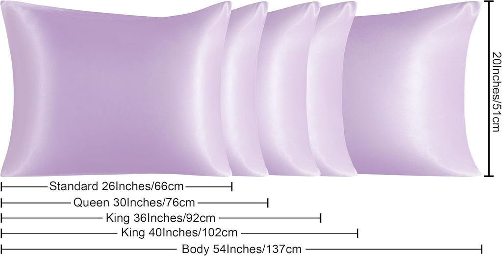 Ntbay 2 Pack Satin King Pillowcases for Hair and Skin, Luxurious and Silky Pillow Cases with Envelope Closure, 20x36 Inches, Light Purple 2…