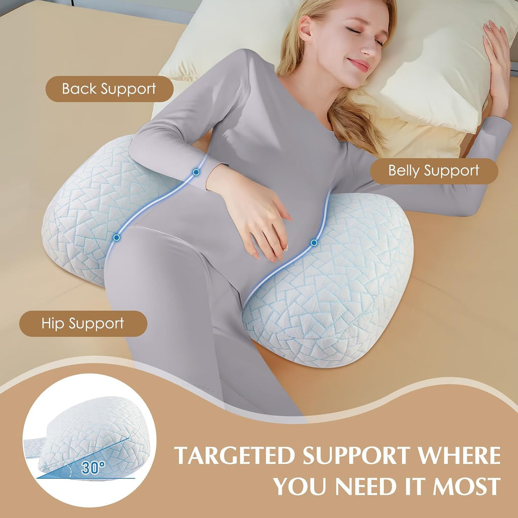 Pregnancy Pillows for Sleeping, Adjustable Travel Wedge Pillow for Belly, Back & Hip Support, Compact Maternity Sleep Pillow with Cooling…