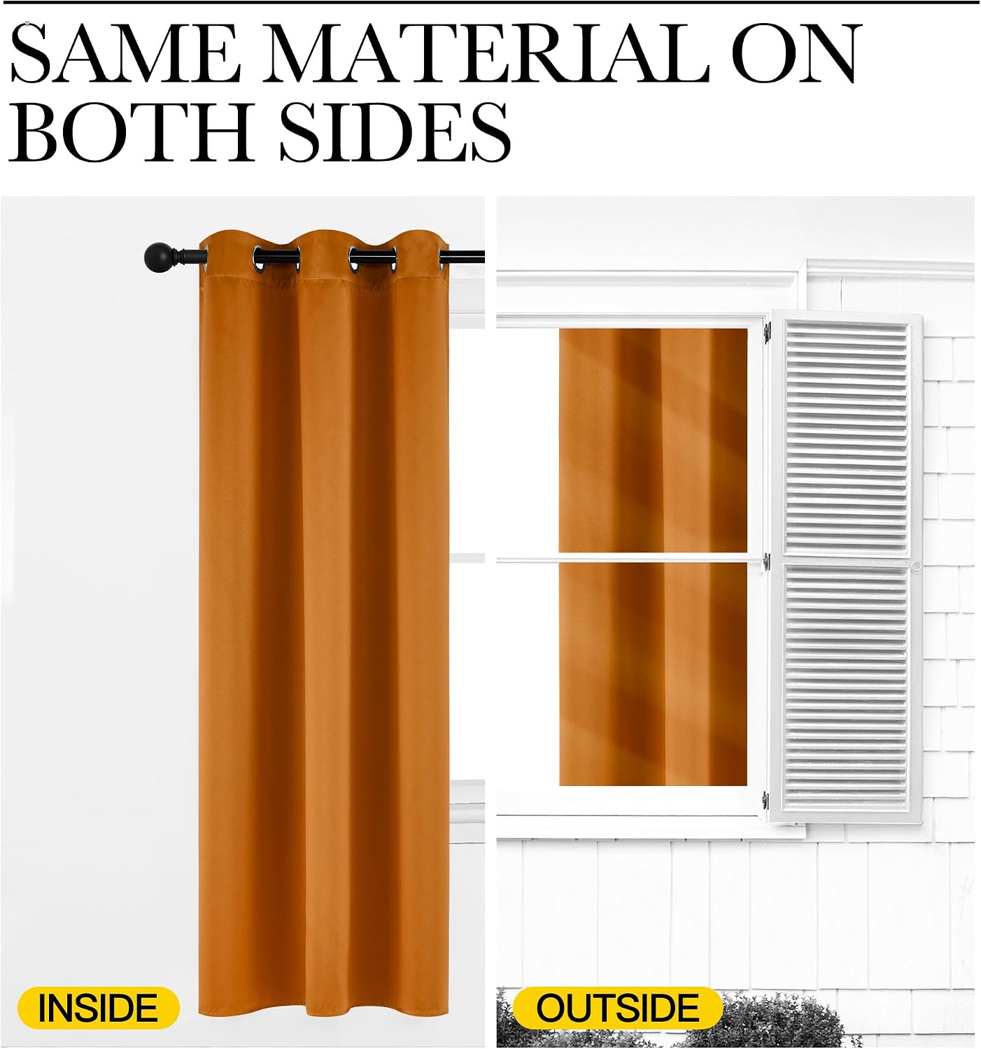 NICETOWN Room Darkening Cafe Satin Curtains for Small Windows, 42" Wide by 63" Long, 2 Panels, Orange, Grommet Privacy Faux Silk Blackout…