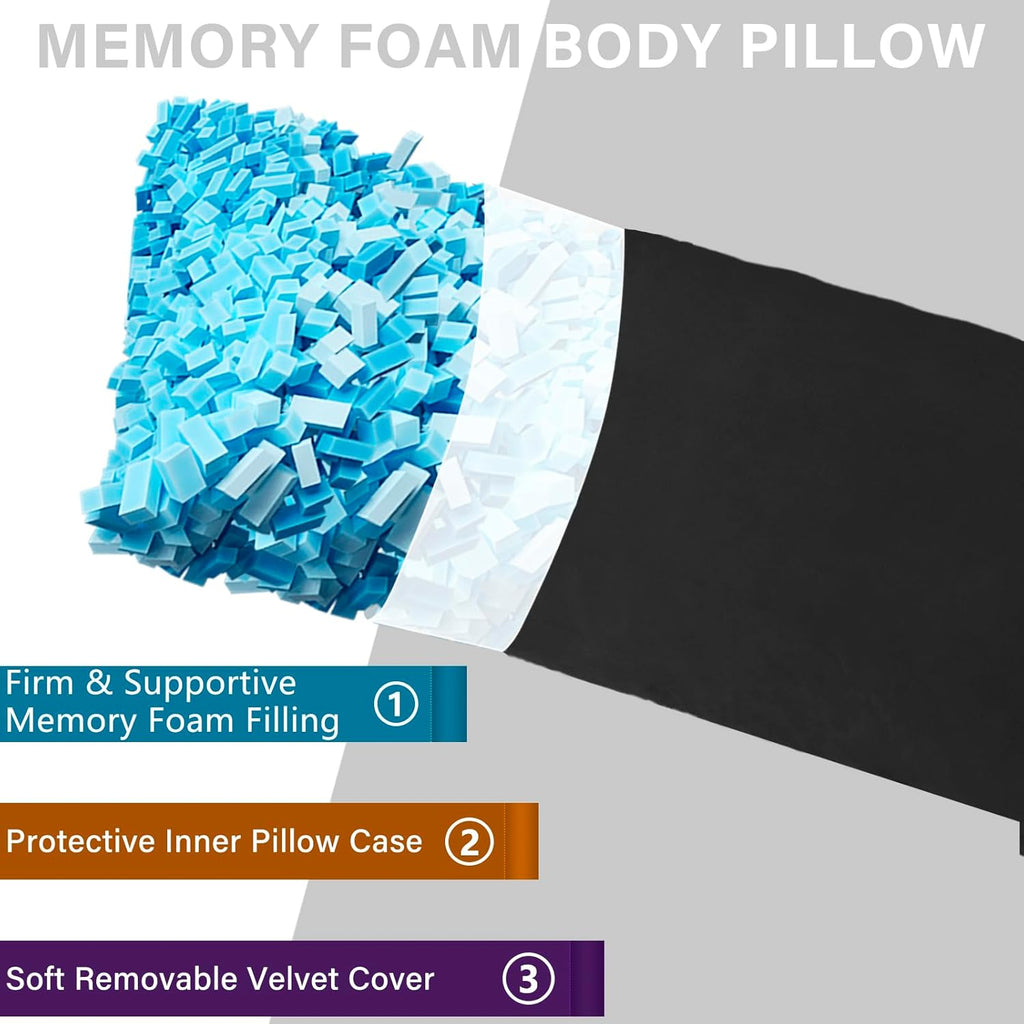 1 MIDDLE ONE Body Pillow, Memory Foam Body Pillows for Adults Sleeping, Long Pillow for Bed, Big Large Firm Full Body Pillow for Side…