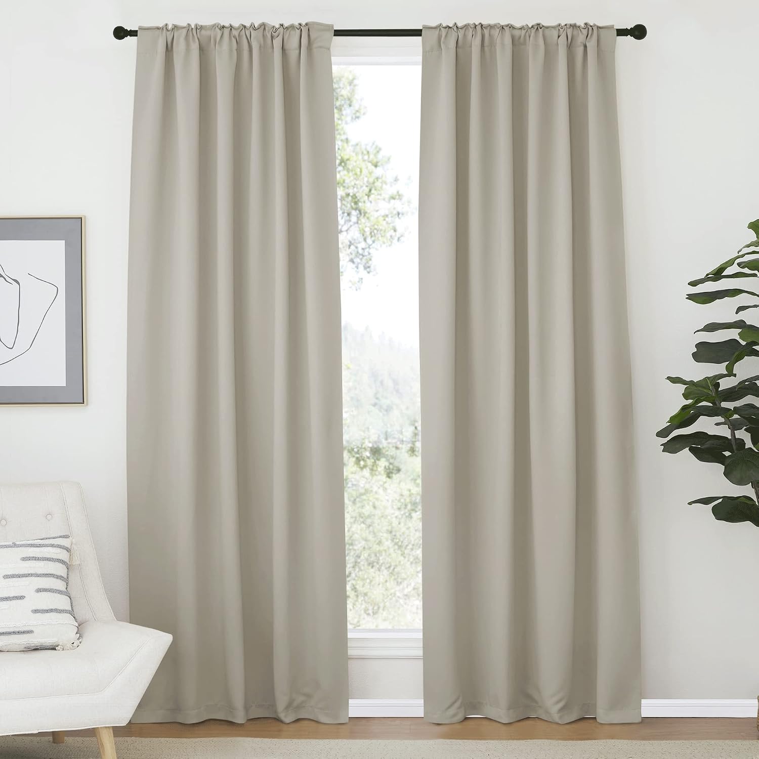 Nicetown Living Room Room Darkening Curtains, Soft and Smooth Fabric Draperies and Panels, Privacy Energy Smart Curtains for Patio Door (Na…