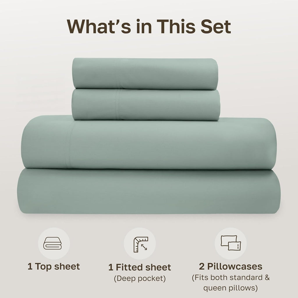 CaliforniaDesignDen California Design Den Deep Pocket Full Size Sheets Set - Soft 100% Organic Cotton, Crisp and Cool Percale Sheets, Deep…